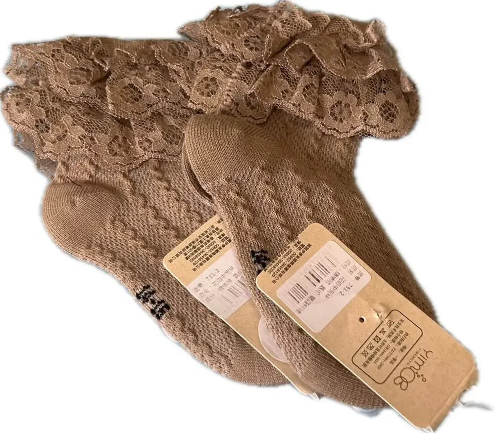 New toddler girl’s frilly brown socks 1-3 years